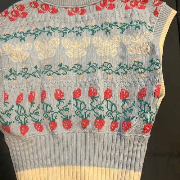 Urban Outfitters V-Neck Sweater Blue Red - Picture 8 of 10